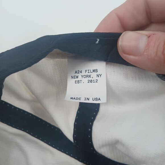 A24 Films LLC Embroidered Logo White Corduroy Baseball Cap Hat Adjustable